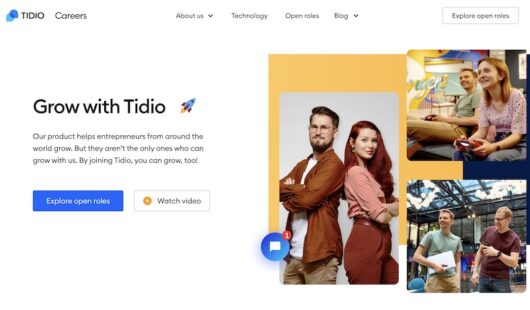 Strona karierowa Tidio, czyli wizytówka zespołu, który tworzy firmę technologiczną